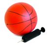 A small orange basketball with black pump