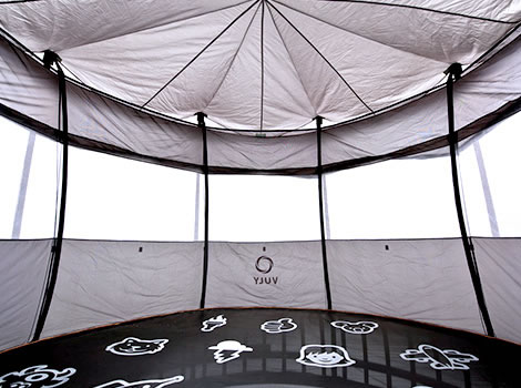 The inside of a vuly tent