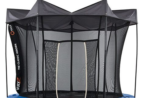 Image of Vuly 2 Tent installed on a blue trampoline